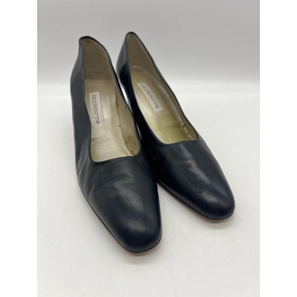 Vintage Liz Claiborne Navy Blue Pumps Size 8.5N Narrow Classic Low Heel‎